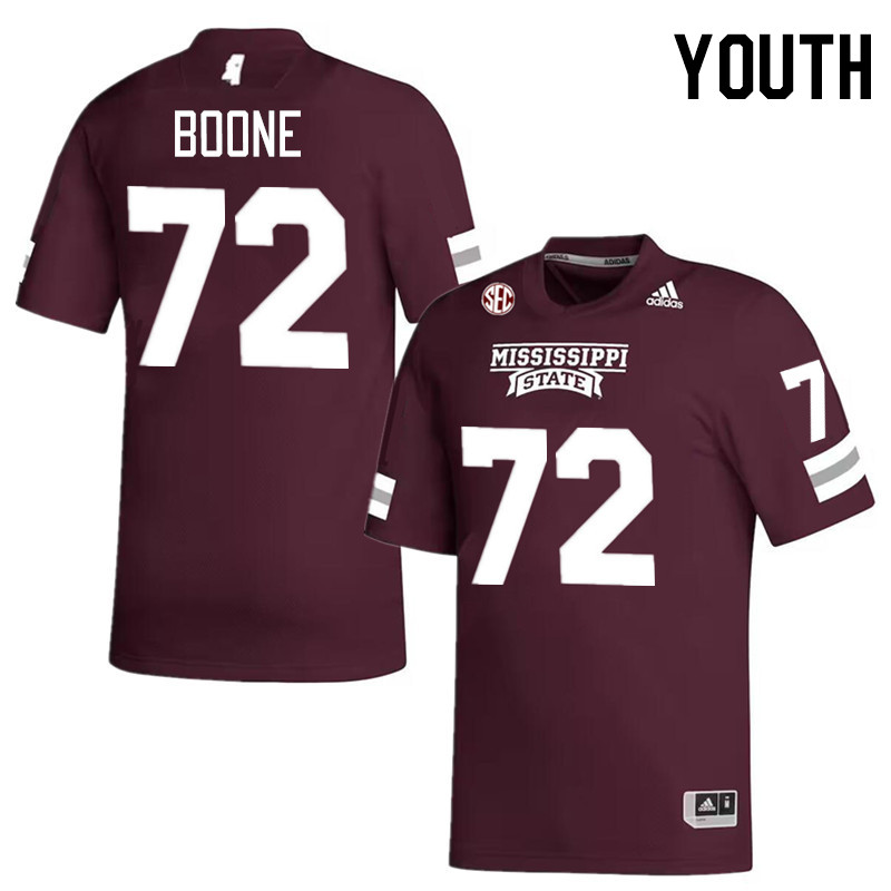 Youth #72 Canon Boone Mississippi State Bulldogs 2023 College Football Jerseys Stitched-Maroon